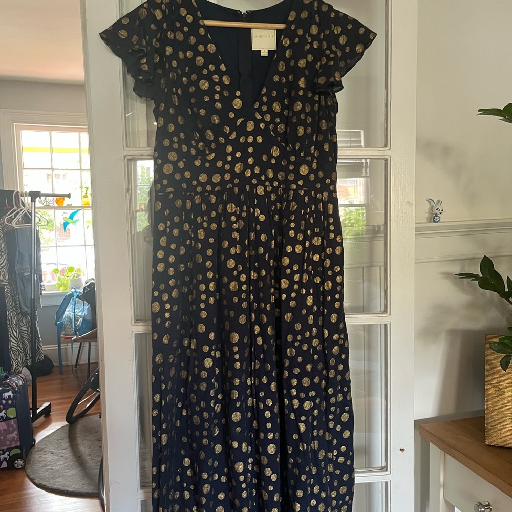 Modcloth Midnight Blue Dress with Gold Dots